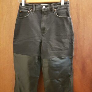 Abercrombie & Fitch The '90s Straight Ultra High Rise Vegan Leather/Jeans, 26 2s